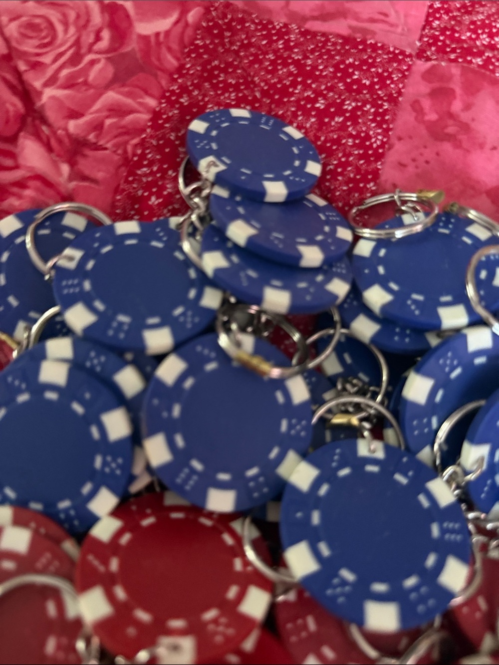 New Poker Chip Keychains choose: Red, Blue, Green or black lucky charms - Picture 5 of 5